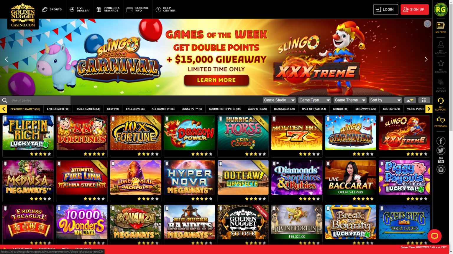 Golden Nugget Casino Screenshot