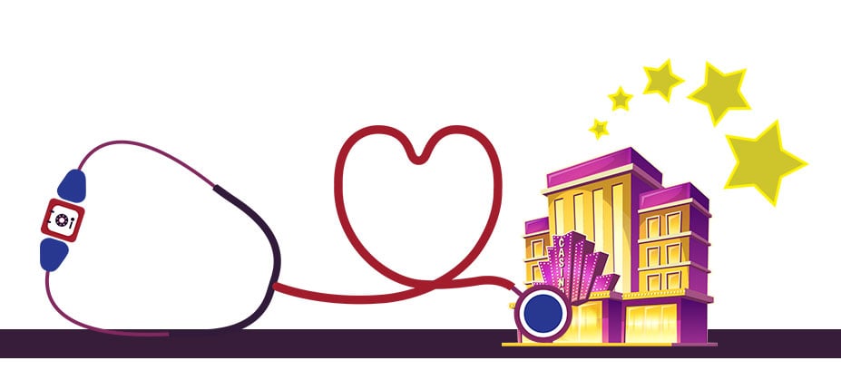 MDC icons including a building, stethoscope and heart
